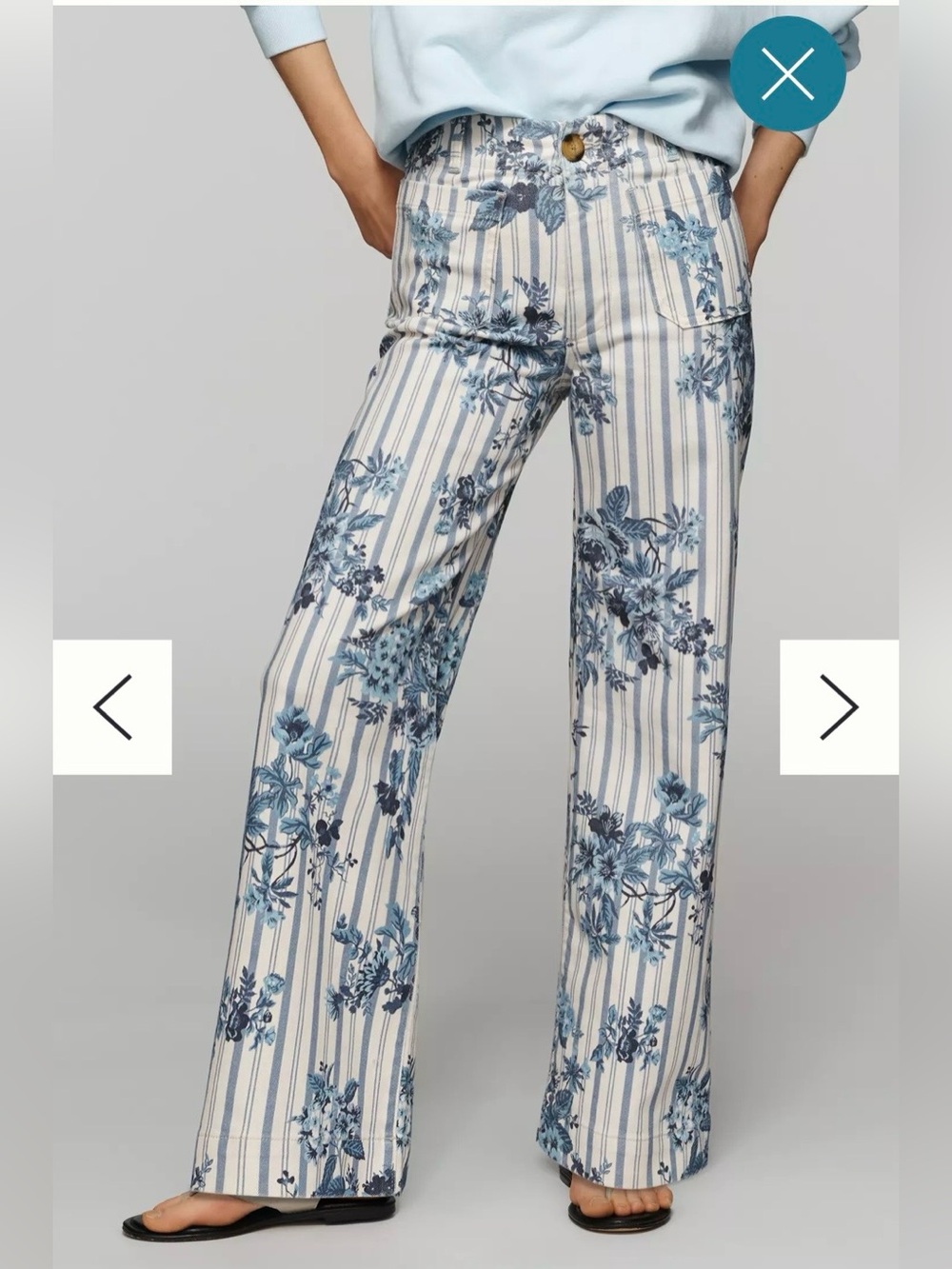 Maeve Colette High-Rise Wide-Leg Cropped Jeans. Provence Floral Stripe NWT